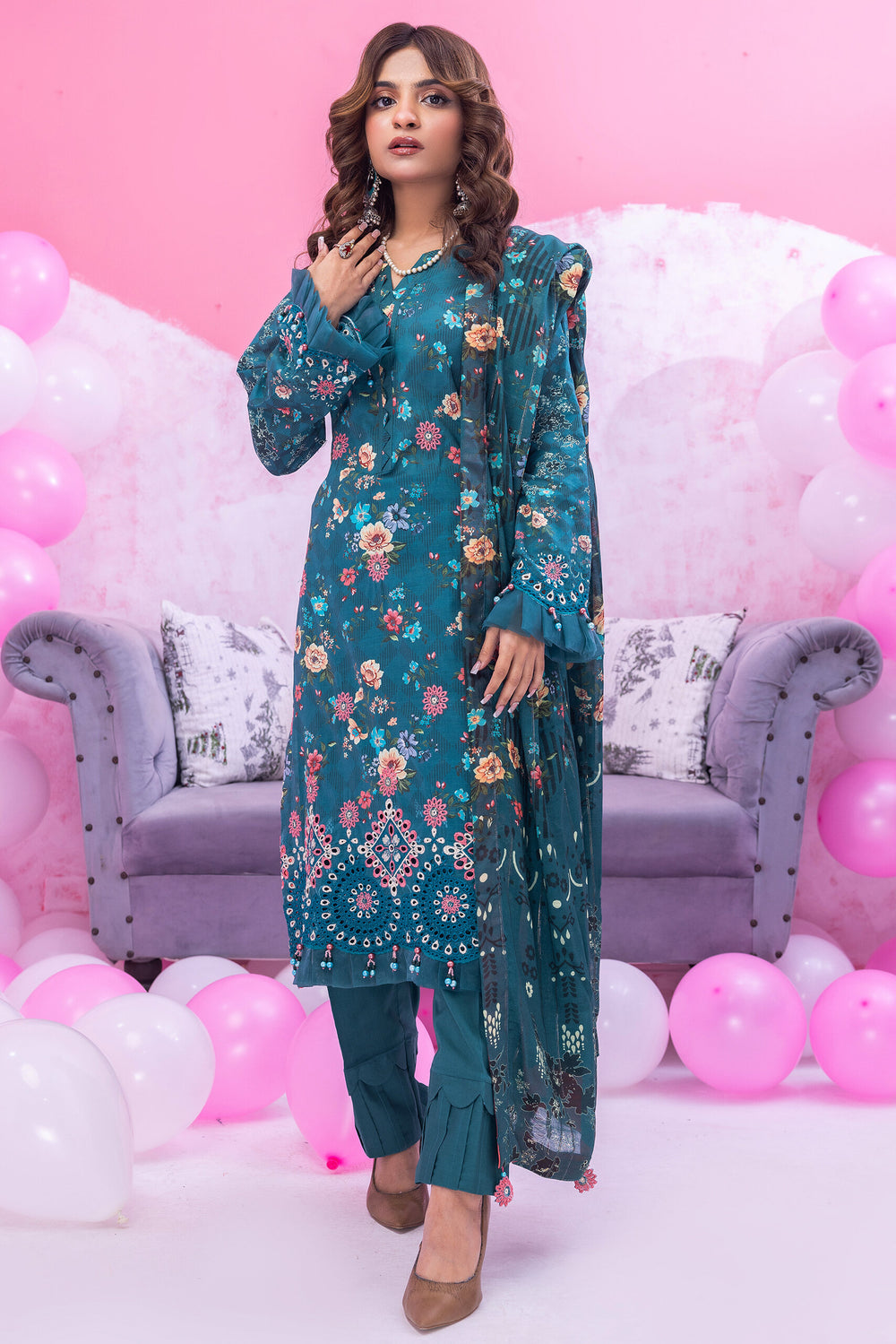 3 Piece Unstitched - Gardenia Chikankari Lawn Suit - GDP-103  Zainab  Fazlani