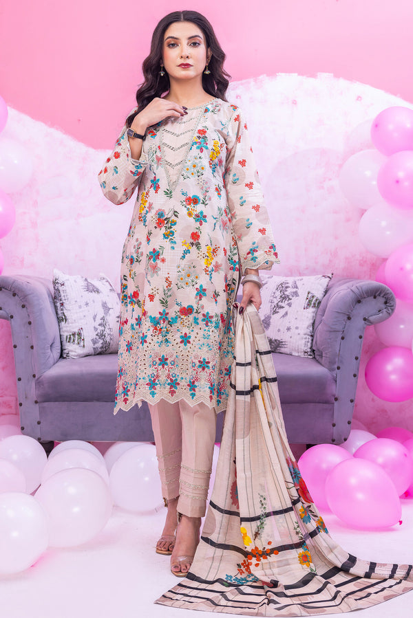 3 Piece Unstitched - Gardenia Chikankari Lawn Suit - GDP-108