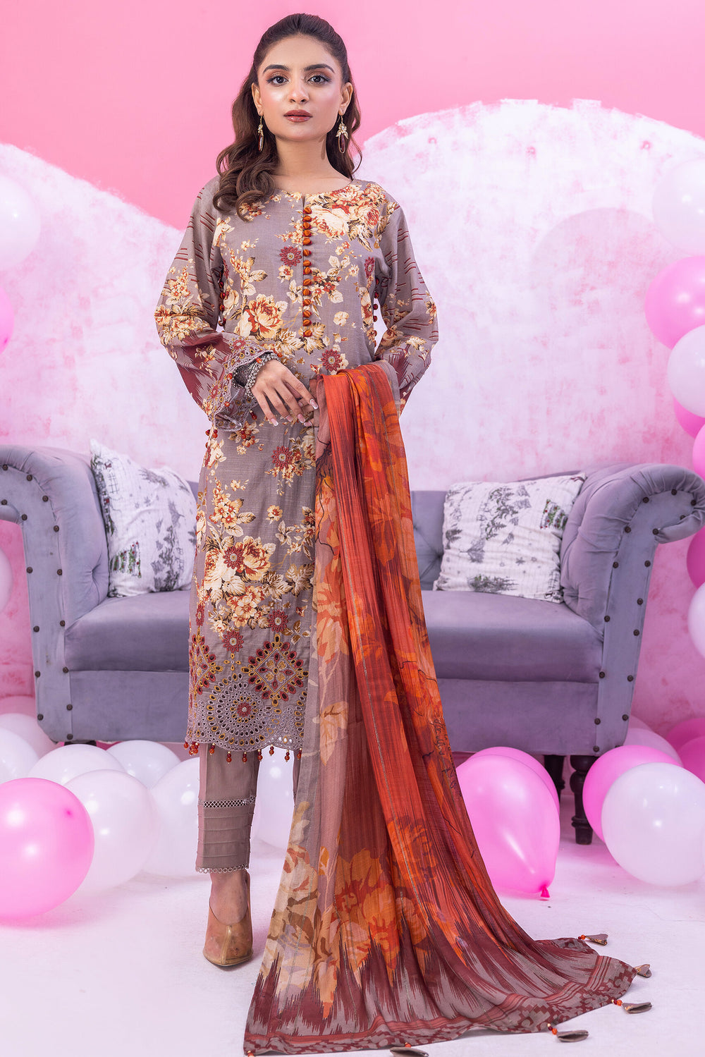 3 Piece Unstitched - Gardenia Chikankari Lawn Suit
