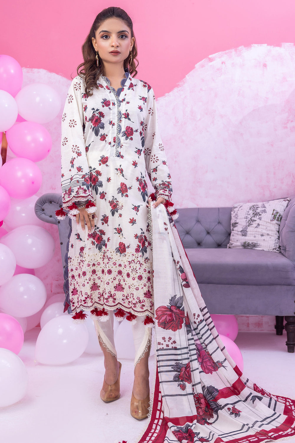 3 Piece Unstitched - Gardenia Chikankari Lawn Suit