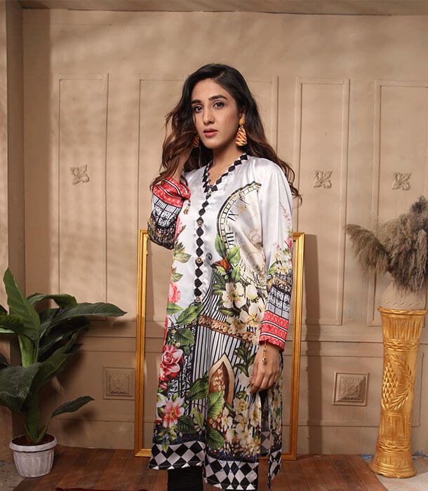 Charmeuse Silk Stitched Kurti-005